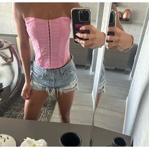 Kendall & Kylie pink corset with heart polka dot detailing top